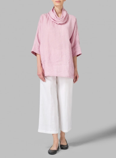 Cowl Neck Linen Pullover
