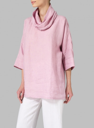 Cowl Neck Linen Pullover