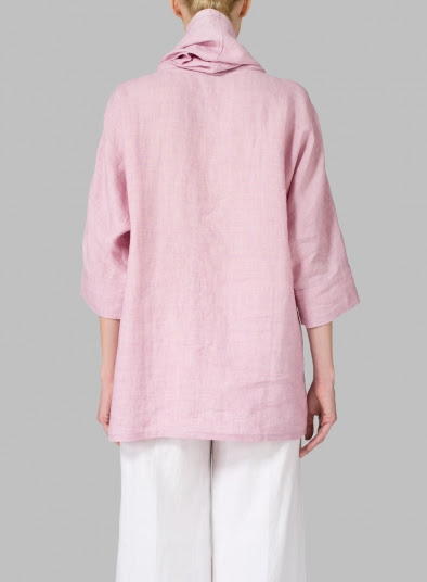 Cowl Neck Linen Pullover