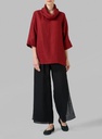Cowl Neck Linen Pullover
