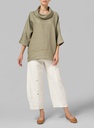 Cowl Neck Linen Pullover