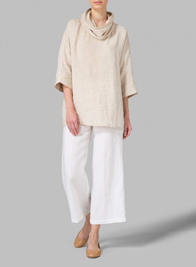 Cowl Neck Linen Pullover