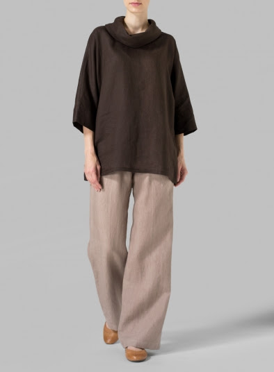 Cowl Neck Linen Pullover