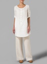 Half Button Down Epauletted Linen Tunic