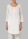 Half Button Down Epauletted Linen Tunic
