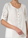 Half Button Down Epauletted Linen Tunic