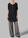 Half Button Down Epauletted Linen Tunic