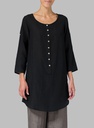 Half Button Down Epauletted Linen Tunic