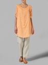 Half Button Down Epauletted Linen Tunic