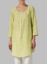 Half Button Down Epauletted Linen Tunic