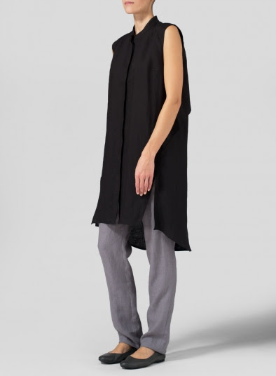 Vest Detailed Linen Shirt Dress