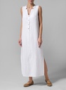 Neck Detailed Linen Dress
