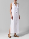 Neck Detailed Linen Dress