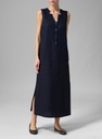 Neck Detailed Linen Dress