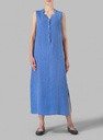 Neck Detailed Linen Dress