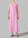 Neck Detailed Linen Dress