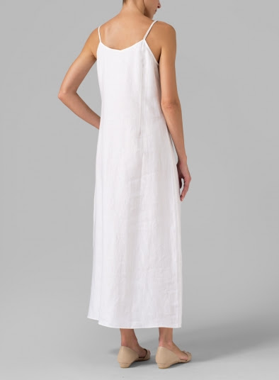 Spaghetti Strap Long Linen Dress