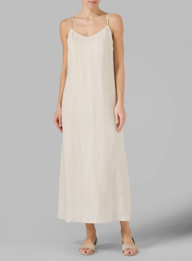 Spaghetti Strap Long Linen Dress