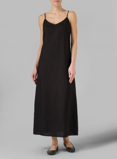 Spaghetti Strap Long Linen Dress