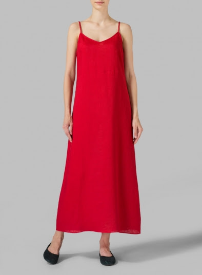Spaghetti Strap Long Linen Dress