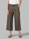 Linen Elastic Waist Capri Pants
