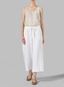 Linen Elastic Waist Capri Pants