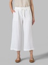 Linen Elastic Waist Capri Pants