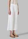 Linen Elastic Waist Capri Pants
