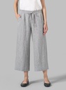 Linen Elastic Waist Capri Pants