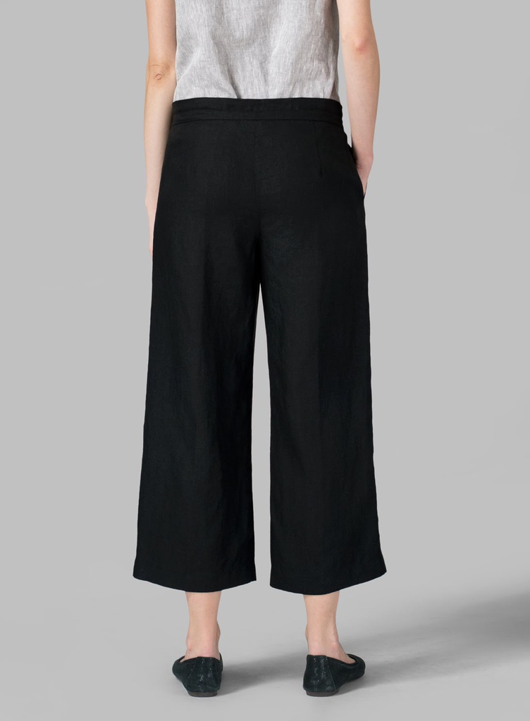 Linen Elastic Waist Capri Pants