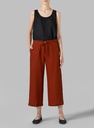 Linen Elastic Waist Capri Pants