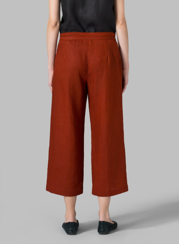 Linen Elastic Waist Capri Pants