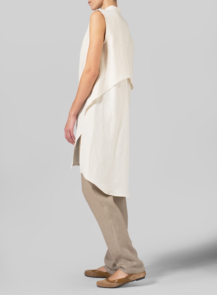 Linen Shirt Dress Vest Detailed