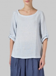 [86] Linen Epauletted Blouse Shirt