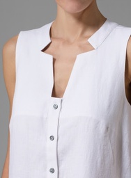 [E105] Linen Dress Neck Detailed